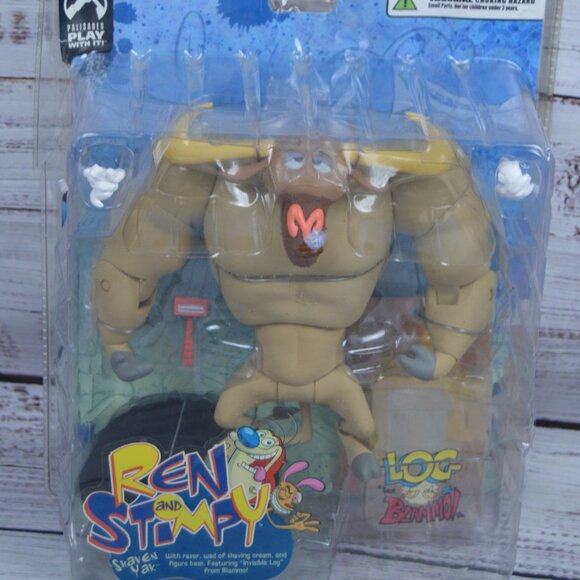 Ren and Stimpy Palisades Shaven Yak Figure Invisible Log Blammo 2004 BOX DAMAGE - Picture 2 of 16